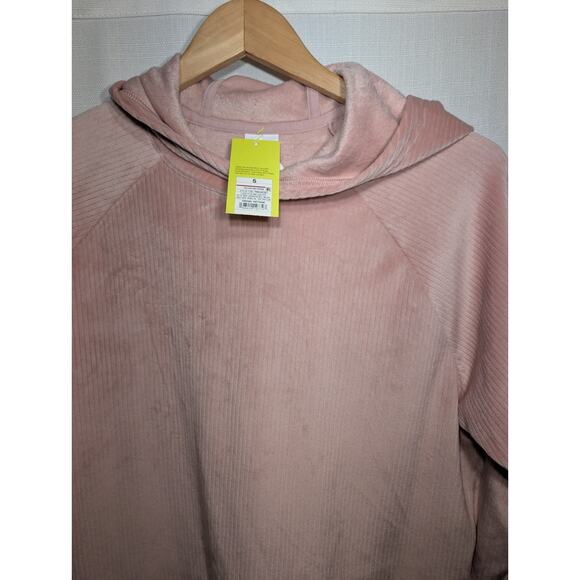 All In Motion Womens Velour Ribbed Hoodie Sz Small Cozy Blush Pink Soft - Picture 3 of 7